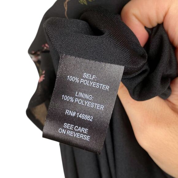 Torrid NWT Black Floral Bird Chiffon Ruffle Faux Wrap Dress SZ 4X - Picture 14 of 15